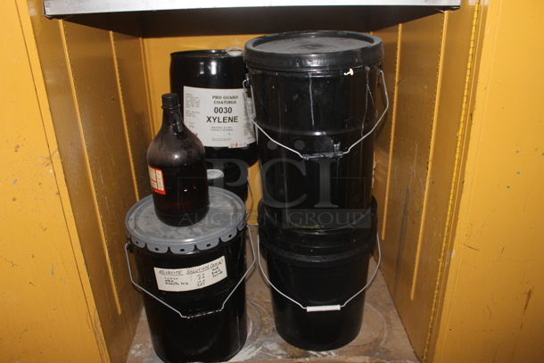 Se-cur-all Cabinets Yellow Metal 2 Door Fire Resistant Cabinet w/ Contents Including Toluene, Xylene, Elvacite Solution. BUYER MUST REMOVE. - Image 5 of 11