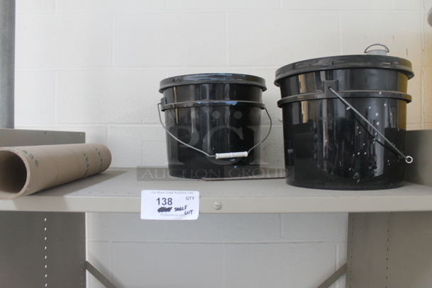 Gray Metal 3 Tier Shelving Unit w/ Contents Including Buckets. BUYER MUST REMOVE. - Image 2 of 4