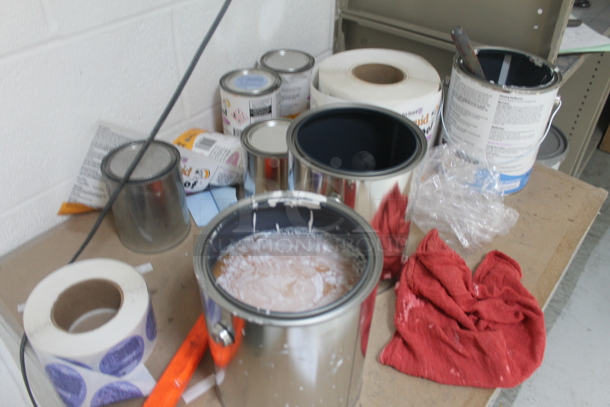 Wooden Counter w/ 2 Under Shelves and Contents - Image 2 of 3