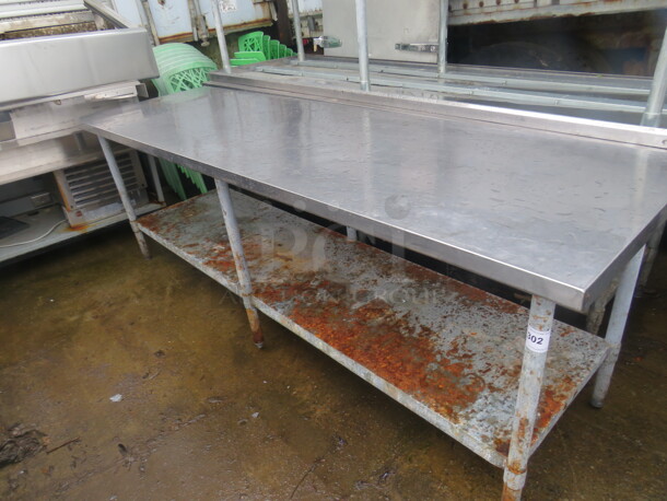 One Stainless Steel Table With Under Shelf. 96X30X33.5