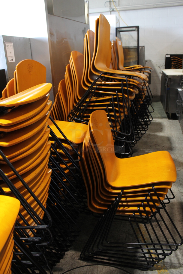 168 Wood Pattern Dining Chairs on Metal Black Finish Legs. 168 Times Your Bid! - Image 3 of 3