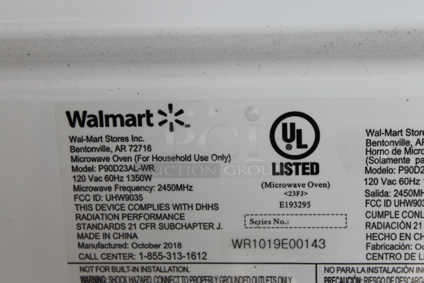 Hamilton Beach P90D23AL-WR Metal Countertop Microwave Oven. 120 Volts, 1 Phase.  - Image 6 of 6