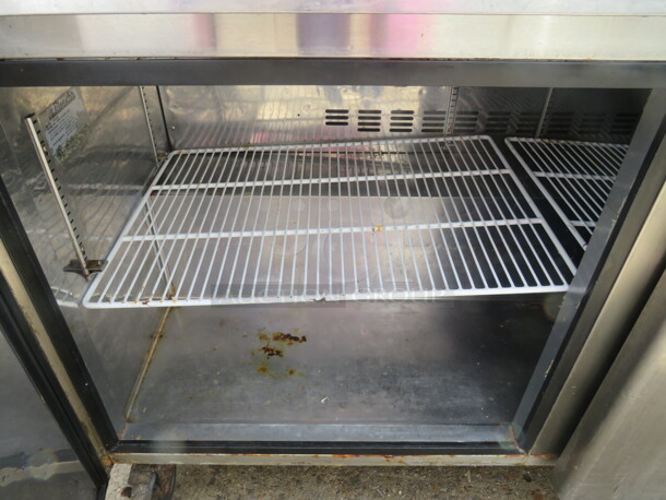 One Blue Air 2 Door Worktop Refrigerator With 2 Racks On Casters. 115 Volt. Model# BAUR60. 60X30X36 - Image 2 of 2