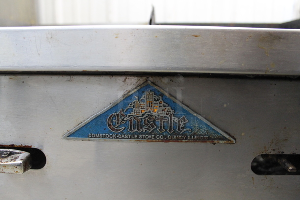 Castle Stainless Steel Commercial Natural Gas Powered Countertop Flat Top Griddle w/ Right Side Charbroiler. - Image 7 of 12