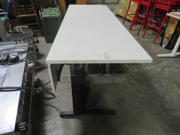 One White Laminate Table Top On A Dual Pedestal Base. 84X30X29 - Image 2 of 3