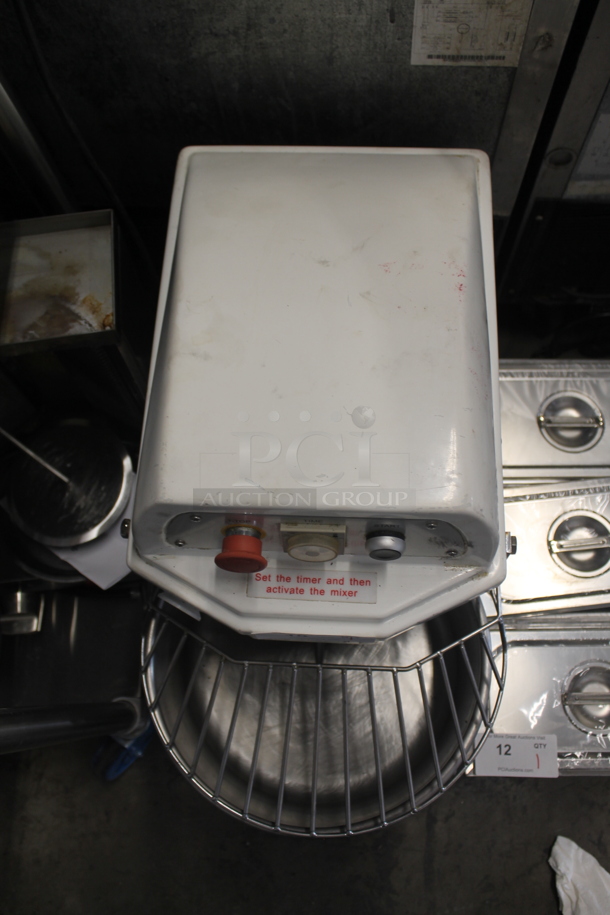 Eurodib LM20 Metal Commercial Floor Style 20 Quart Spiral Dough Mixer w/ Stainless Steel Mixing Bowl, Bowl Guard and Dough Hook. 120 Volts, 1 Phase. Tested and Working! - Image 3 of 8