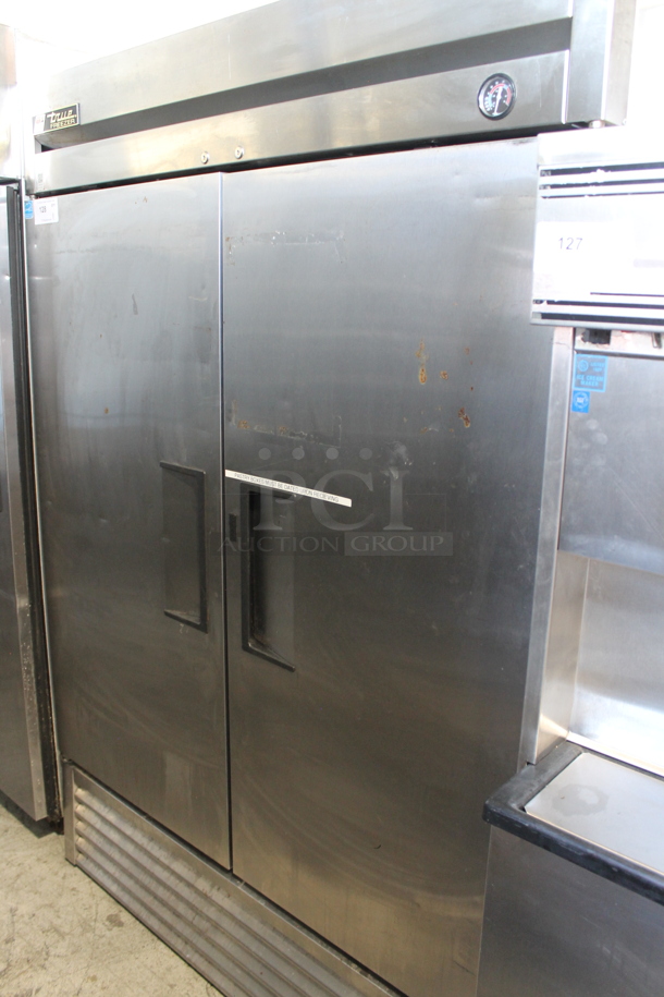 2013 True T-49F ENERGY STAR Stainless Steel Commercial 2 Door Reach In Freezer w/ Poly Coated Racks. 115 Volts, 1 Phase. Tested and Working! - Image 1 of 7