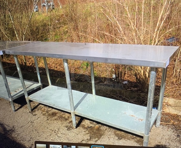 One Stainless Steel Table With Undershelf. 72X24X35