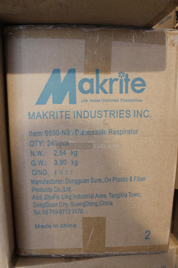 PALLET LOT of 35 BRAND NEW! Boxes of 240 Makrite 9500-N95S Disposable Respirator. 35 Times Your Bid!
 - Image 3 of 3