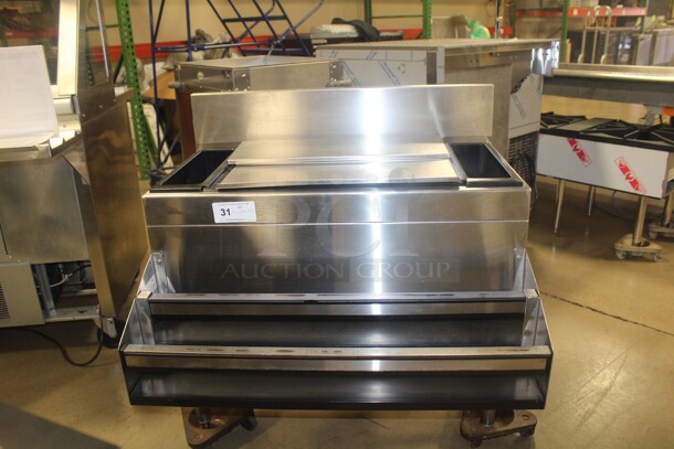 NEW!  Glastender Model SSR-36 Commercial Stainless Steel Cocktail Station Ice Bin With Double Speed Rails. 36x29x37.5 