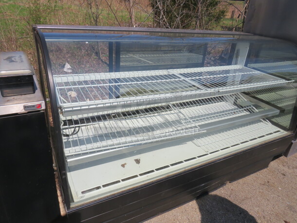 One Federal Curved Glass Refrigerated Display Case With 2 Shelves, And 4 Racks.  Model# CCGR7748. 77X33X48 - Image 2 of 2