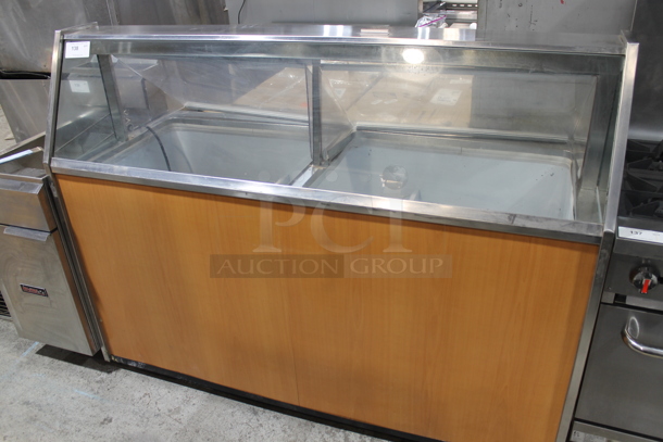Metal Commercial Ice Cream Dipping Cabinet w/ 3 Metal Ice Cream Tub Collars. Tested and Does Not Power On
