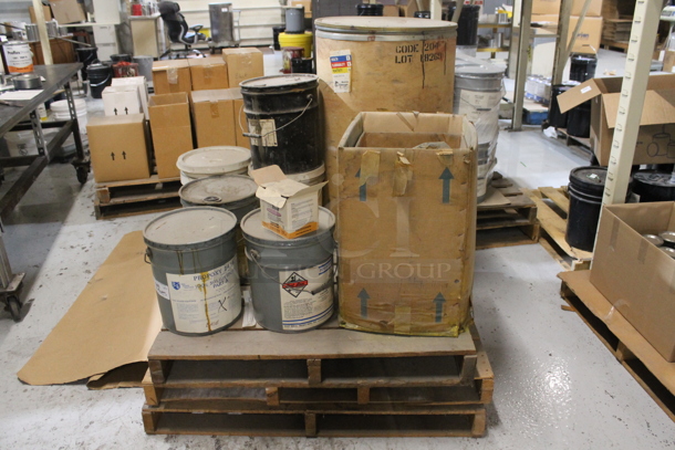 ALL ONE MONEY! PALLET LOT of Buckets and 2 Extra Pallets. BUYER MUST REMOVE. - Image 1 of 2