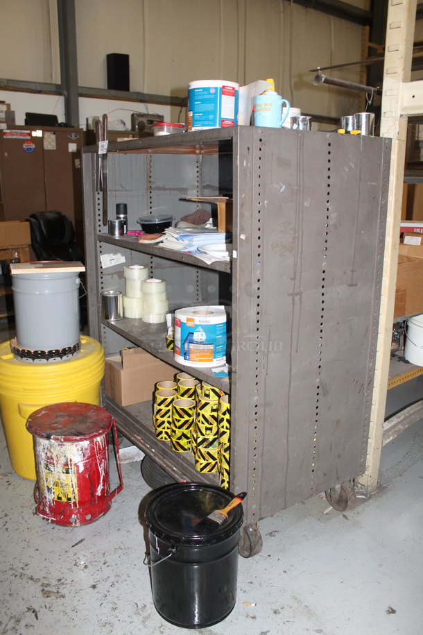 Metal 4 Tier Shelving Unit w/ Contents on Casters. - Image 5 of 5