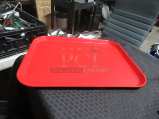 One Lot Of 30 Red Fast Food Trays. 18X14