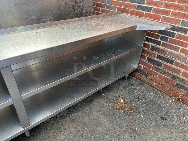9.5' Stainless Steel Commercial Table w/ 2 Stainless Steel Under Shelves. 114x25x33 - Image 3 of 4