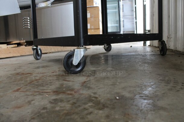 Black Metal 3 Tier AV Cart on Commercial Casters.  - Image 3 of 4