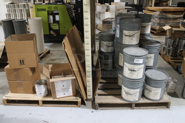 ALL ONE MONEY! TWO PALLET LOT of Various Items Including Pro Guard 6450 Clear Varnish and Epoxy Part B. BUYER MUST REMOVE. - Image 1 of 7