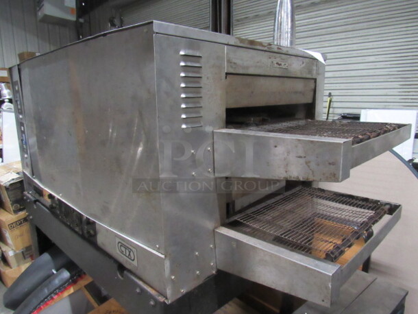 One CTX Double Stack Conveyor Pizza Oven On Casters. Model# DZ5511. 208 Volt. 3/1 Phase. 83X36X60.5 - Image 4 of 5