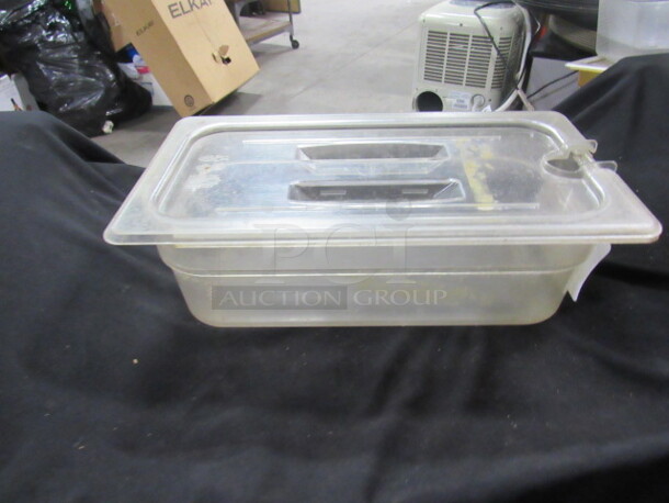 One 1/3 Size 4 Inch Deep Food Storage Container With Lid.