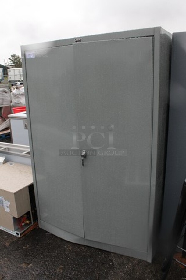 BRAND NEW SCRATCH AND DENT! Hallowell  Gray Metal 2 Door Cabinet.