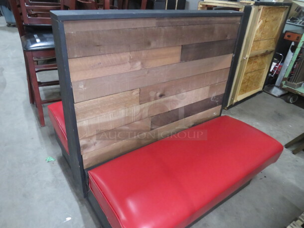 One Wooden Double Sided Booth With A Red Cushioned Seat. 47X45X45.5 - Image 3 of 3