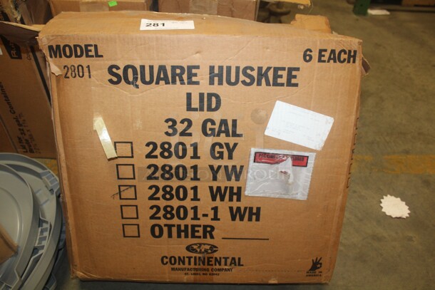 NEW IN BOX! 1 Box (6 Count) Continental 32 Gallon Square Trash Can Lids. 6X Your Bid!  - Image 2 of 2