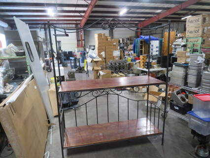 One 2 Shelf Wooden/Metal Bar With Wine Glass Hangers. 61X22X74