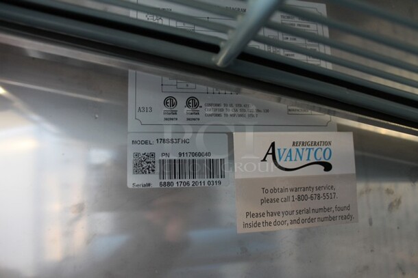 Avantco 178SS3FHC Stainless Steel Commercial 3 Door Reach In Freezer w/ Poly Coated Racks on Commercial Casters. 115 Volts, 1 Phase. Tested and Working! - Image 7 of 7