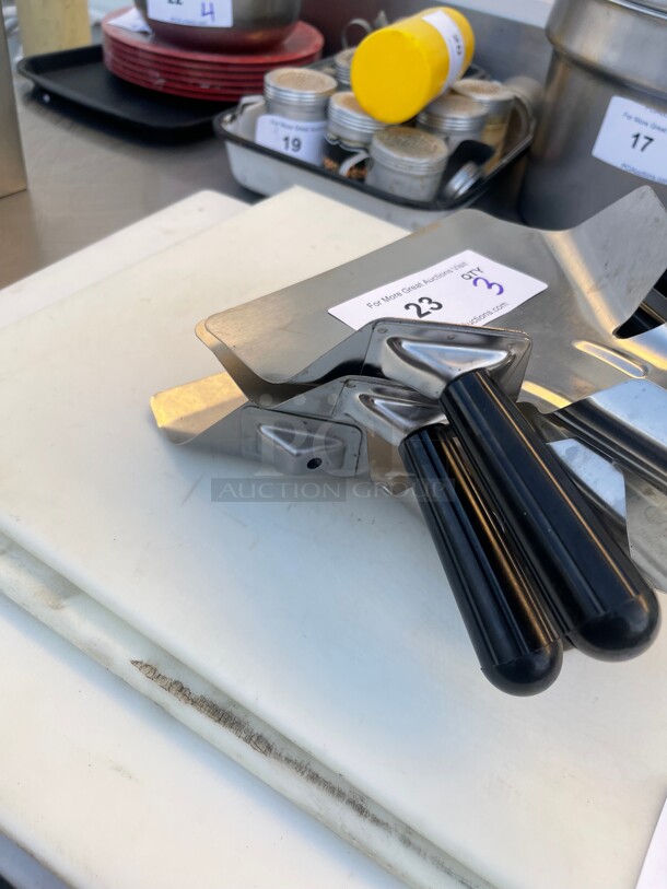 Choice 9 inch x 8 inch Stainless Steel Right Handle French Fry Scoop - Image 1 of 3