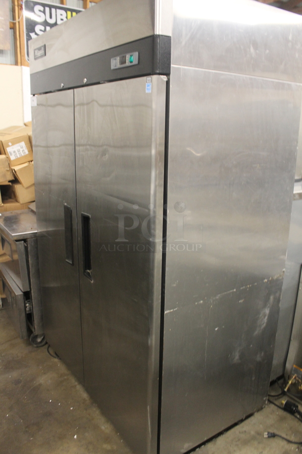 Migali C-2F-HC Stainless Steel Commercial 2 Door Reach In Freezer w/ Poly Coated Racks on Commercial Casters. 115 Volts, 1 Phase. Tested and Working! - Image 3 of 6