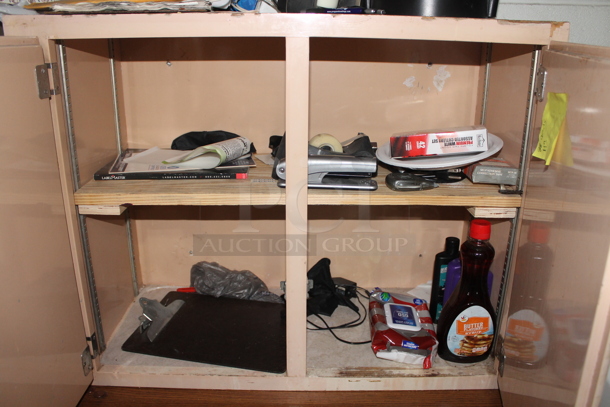 Wooden 2 Door Cabinet w/ Contents Including Keurig. - Image 3 of 3