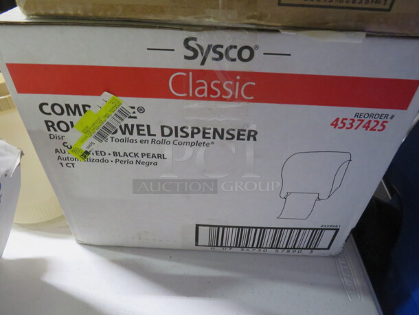 One NEW Sysco Complete Roll Towel Dispenser. #4537425.