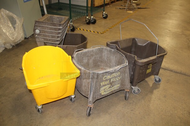 4 Mop Buckets On Casters. 4X Your Bid!  - Image 2 of 2