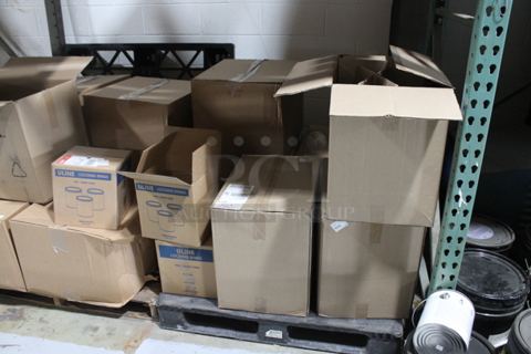 ALL ONE MONEY! TWO PALLET LOT of Various Items Including Locking Rings for Quart Cans. BUYER MUST REMOVE. 