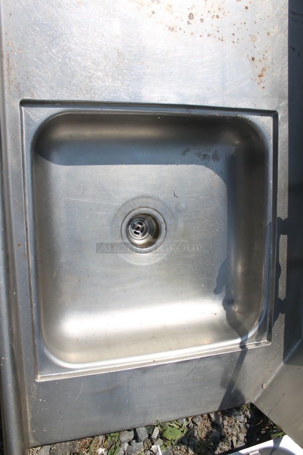 Commercial Stainless Steel One Bay Sink With Left Side Drain Board, Perforated Basket And Pre-Rinse Faucet On Galvanized Legs. - Image 7 of 7