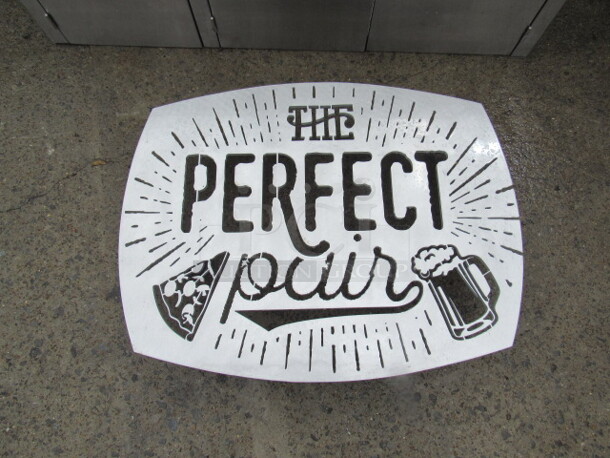 One ALUMINUM Wall Hanging Cutout Sign, THE PERFECT PAIR. 35.5X27.5 - Image 1 of 4
