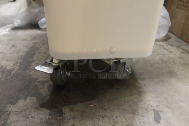 BRAND NEW IN BOX! Winco White Poly Ingredient Bin on Commercial Casters. - Image 3 of 7