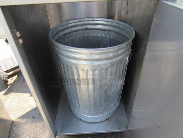 One Stainless Steel 1 Door Trash Receptacle With Can, Over Shelf, And Side Rail. 28X25X56 - Image 2 of 3