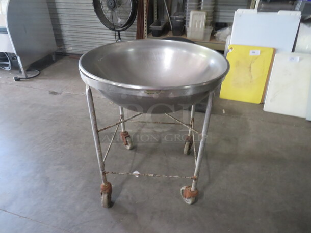 One Stainless Steel Mixing Bowl On A Stand On Casters. 31X35 - Image 1 of 2