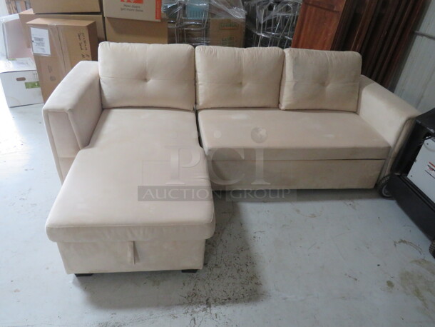 One Sectional White Couch With Storage. 
