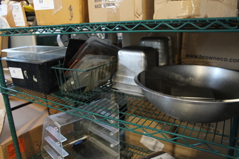 ALL ONE MONEY! Tier Lot of Various Items Including Metal Bowl and Poly Drop In Bins