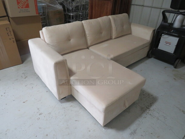 One Sectional White Couch With Storage.  - Image 2 of 5