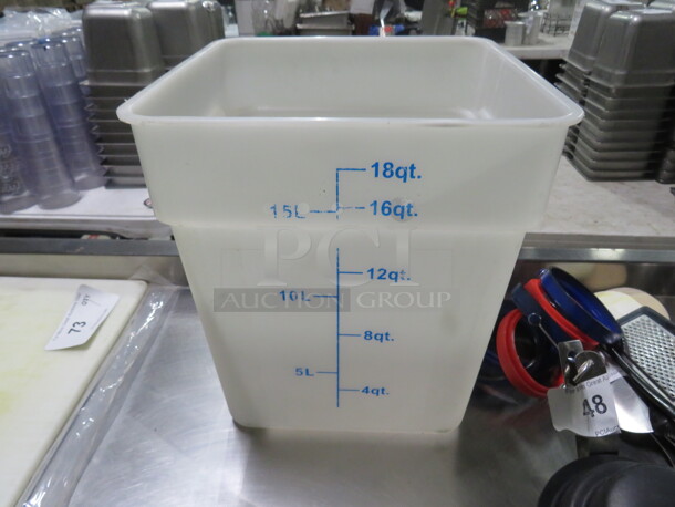 One 18 Quart Square Food Storage Container.  - Image 1 of 1
