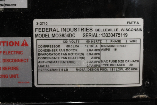Federal Industries MCG854DC Metal Commercial Floor Style Deli Display Case Merchandiser. 120 Volts, 1 Phase. Cannot Test - Unit Was Previously Hardwired - Image 12 of 12