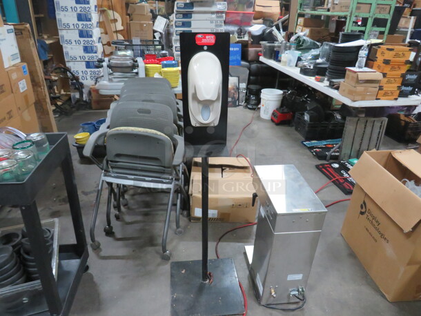 One Hand Sanitizer Dispenser On A Stand.  - Image 1 of 1