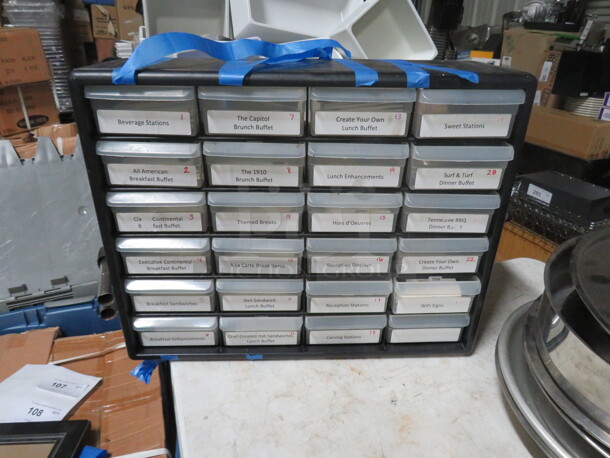 One Poly File Cabinet With 24 Drawers. 20X6.5X16
