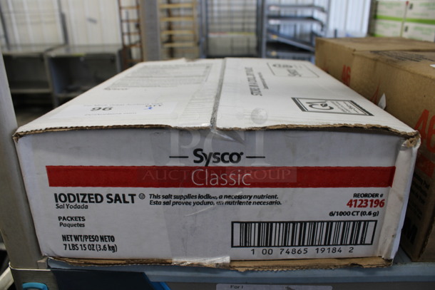 BRAND NEW IN BOX! Sysco Classic Iodized Salt Packets.
