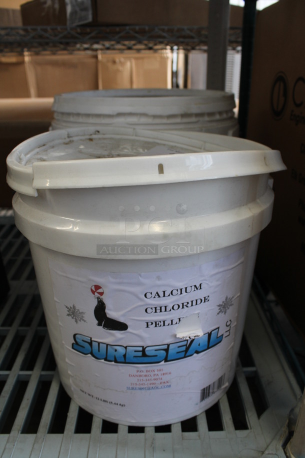 2 White Poly Bins of Calcium Chloride Pellets. 12x12x11, 9.5x9.5x10. 2 Times Your Bid!