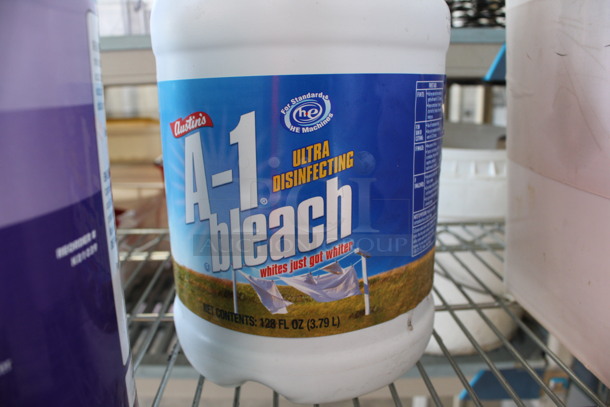 3 Various Jugs of Cleaner; Uni Kem Disinfectant, Victoria Bay Blue Magic Dish Detergent and A1 Bleach. 6x6x12. 3 Times Your Bid! - Image 4 of 4